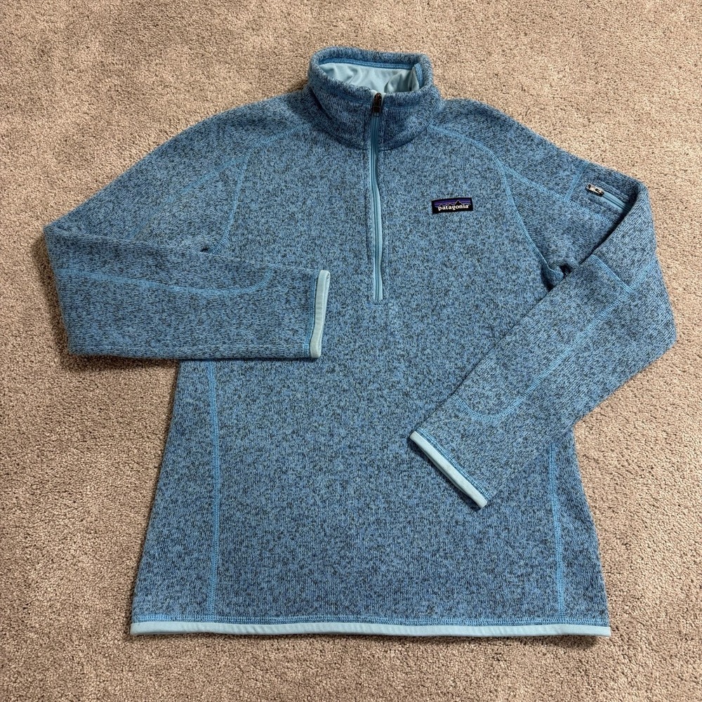 Patagonia Better Sweater 1/4 Zip Fleece Womens Sz M Teal Blue Heather Pullover